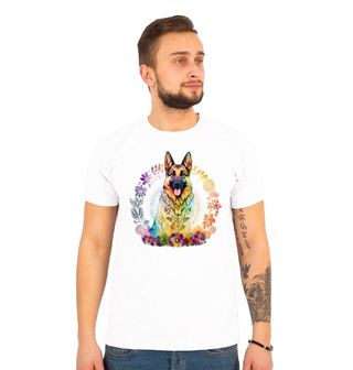 Obrázek 1 produktu Pánské tričko Květinová mandala a Německý ovčák