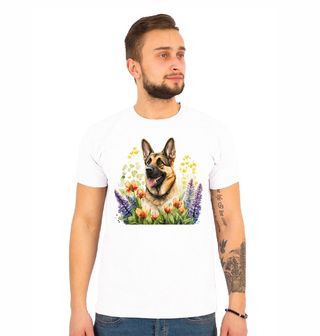 Obrázek 1 produktu Pánské tričko Německý ovčák mezi Květinami