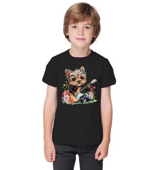 Obrázek 1 produktu Dětské tričko Rockový Jorkšír s Kytarou