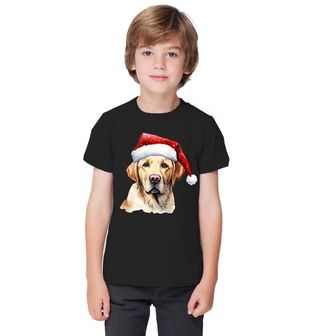 Obrázek 1 produktu Dětské tričko Vánoční Labrador ve Sváteční Čepici