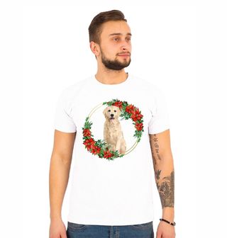 Obrázek 1 produktu Pánské tričko Labradorský retrívr ve Vánočním Věnci