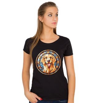 Obrázek 1 produktu Dámské tričko Zlatý retrívr ve Vitráži Stained Glass