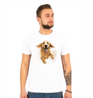 Obrázek 1 produktu Pánské tričko Šťastný Zlatý retrívr v Běhu