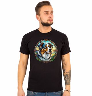 Obrázek 1 produktu Pánské tričko Australský ovčák ve Vitráži Stained Glass