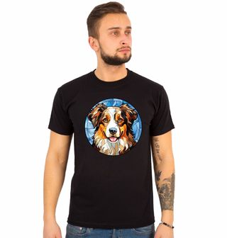 Obrázek 1 produktu Pánské tričko Miniaturní australský ovčák ve Vitráži Stained Glass
