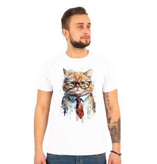 Obrázek 1 produktu Pánské tričko Chytrá Kočka v Kravatě