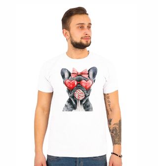 Obrázek 1 produktu Pánské tričko Zamilovaný Buldoček s Lízátkem