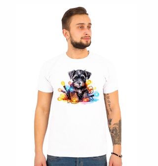 Obrázek 1 produktu Pánské tričko Knírač malý mezi Vánočními světýlky