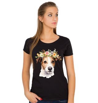 Obrázek 1 produktu Dámské tričko Jack Russell teriér s Květinovou Korunou
