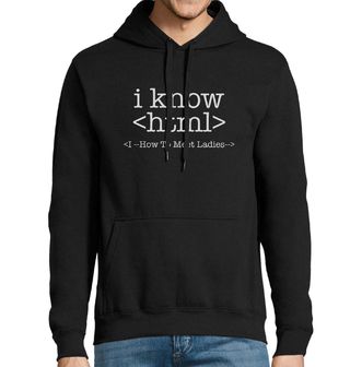 Obrázek 1 produktu Pánská mikina Umím HTML <--Jak se seznamovat s ženami-->