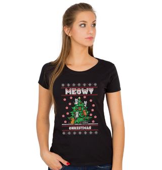 Obrázek 1 produktu Dámské tričko Kočičí Vánoce Meowy Christmas