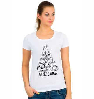 Obrázek 1 produktu Dámské tričko Kočičí Stromeček Merry Catmas
