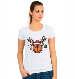 Obrázek 1 produktu Dámské tričko Vánoční Basketbalový Míč s Parohy