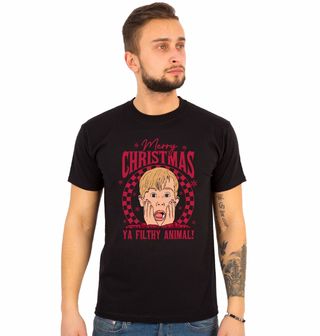 Obrázek 1 produktu Pánské tričko Veselé Vánoce, ty špinavé zvíře Sám doma
