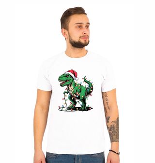 Obrázek 1 produktu Pánské tričko Vánoční T-Rex s Čepicí