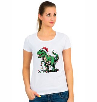 Obrázek 1 produktu Dámské tričko Vánoční T-Rex s Čepicí