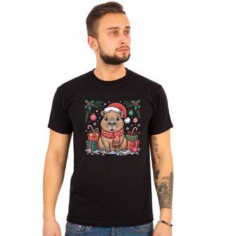 Obrázek 1 produktu Pánské tričko Vánoční Kapybara mezi Dárky