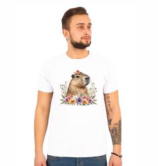 Obrázek 1 produktu Pánské tričko Něžná Kapybara v Květinách