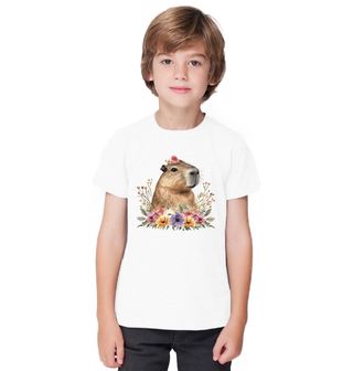 Obrázek 1 produktu Dětské tričko Něžná Kapybara v Květinách