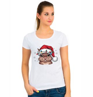 Obrázek 1 produktu Dámské tričko Vánoční Veverka v Čepici