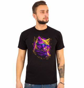 Obrázek 1 produktu Pánské tričko Neonová Kočka v Brýlích
