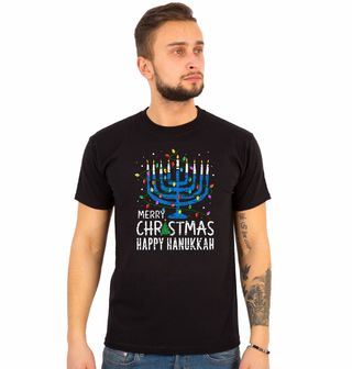 Obrázek 1 produktu Pánské tričko Vánoční Menora Happy Hanukkah