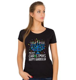 Obrázek 1 produktu Dámské tričko Vánoční Menora Happy Hanukkah