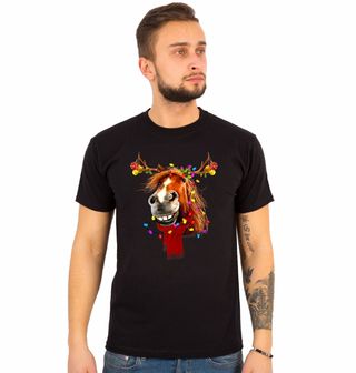 Obrázek 1 produktu Pánské tričko Vánoční Kůň s Ozdobami
