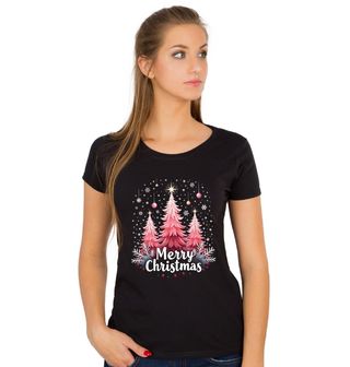 Obrázek 1 produktu Dámské tričko Růžové Vánoce Merry Christmas