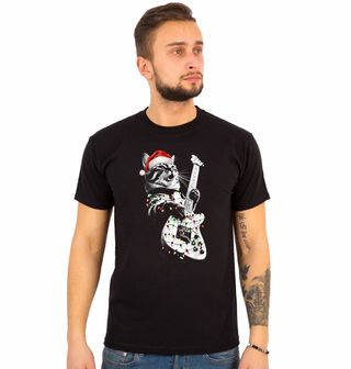 Obrázek 1 produktu Pánské tričko Vánoční Kočka s Kytarou