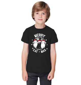 Obrázek 1 produktu Dětské tričko Veselé Kočičí Vánoce Merry Cat-mas