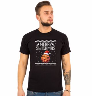 Obrázek 1 produktu Pánské tričko Vánoční Basketbalový Míč Merry Swishmas