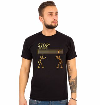 Obrázek 1 produktu Pánské tričko Stop! Dej si pauzu Hudebník Stickman