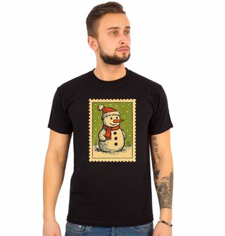 Obrázek 1 produktu Pánské tričko Vánoční známka Kreslený Sněhulák