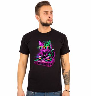 Obrázek 1 produktu Pánské tričko Neonová DJ Kočka
