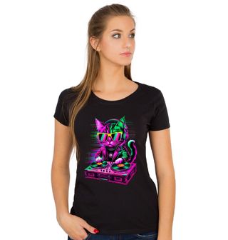 Obrázek 1 produktu Dámské tričko Neonová DJ Kočka