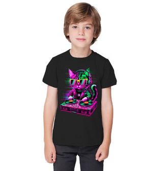 Obrázek 1 produktu Dětské tričko Neonová DJ Kočka