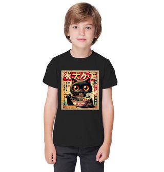 Obrázek 1 produktu Dětské tričko Japonský Plakát Černá Kočka a Ramen