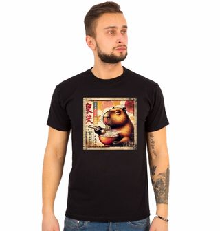 Obrázek 1 produktu Pánské tričko Retro Plakát Kapybara a Horký Ramen