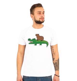 Obrázek 1 produktu Pánské tričko Kapybara Jízda na Krokodýlovi