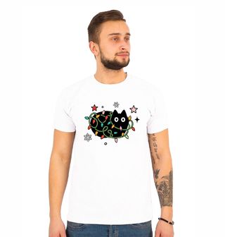 Obrázek 1 produktu Pánské tričko Zamotaná Kočka ve Světýlkách