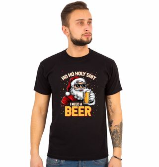 Obrázek 1 produktu Pánské tričko Ho Ho Holy Shit! Potřebuju Pivo