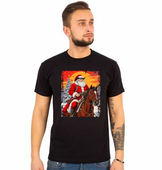 Obrázek 1 produktu Pánské tričko Vánoční Kovboj Santa na Koni