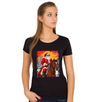 Obrázek 1 produktu Dámské tričko Vánoční Kovboj Santa na Koni