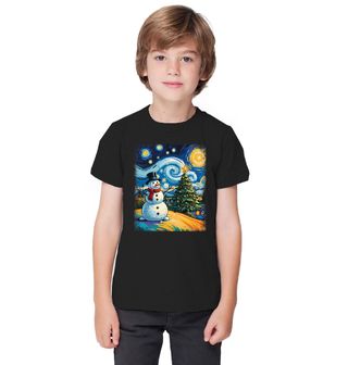 Obrázek 1 produktu Dětské tričko Vánoční Sněhulák ve Hvězdné noci