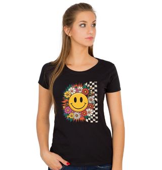 Obrázek 1 produktu Dámské tričko Květinový Smajlík Hippie Emoji