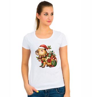 Obrázek 1 produktu Dámské tričko Vánoční Kapybara ve Svetru