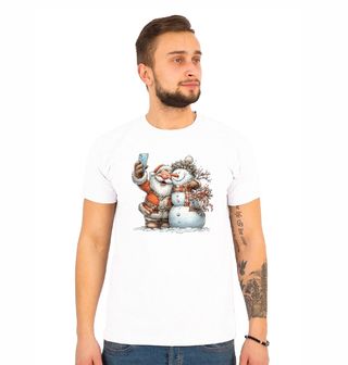 Obrázek 1 produktu Pánské tričko Selfie Santy a Sněhuláka