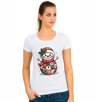 Obrázek 1 produktu Dámské tričko Zaplátovaný Vánoční Sněhulák