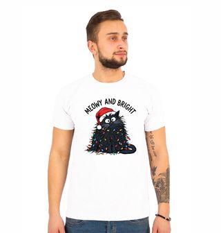 Obrázek 1 produktu Pánské tričko Vánoční Kočka Meowy and Bright